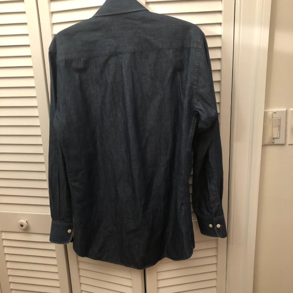 Peter Millar Navy Chambray Button Down Shirt - image 2